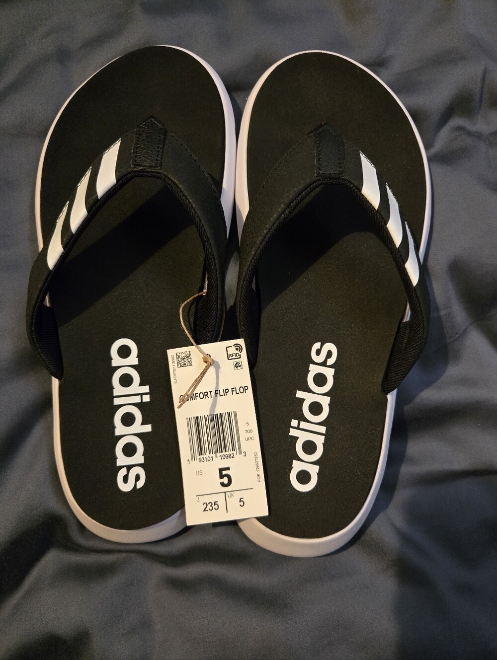 adidas Black and White Kids' Comfort Flip Flops